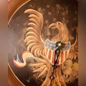 Vintage Handcrafted rustic patriotic battery operated clock